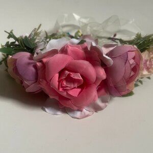 Pink & Lavender Floral Crown Headband